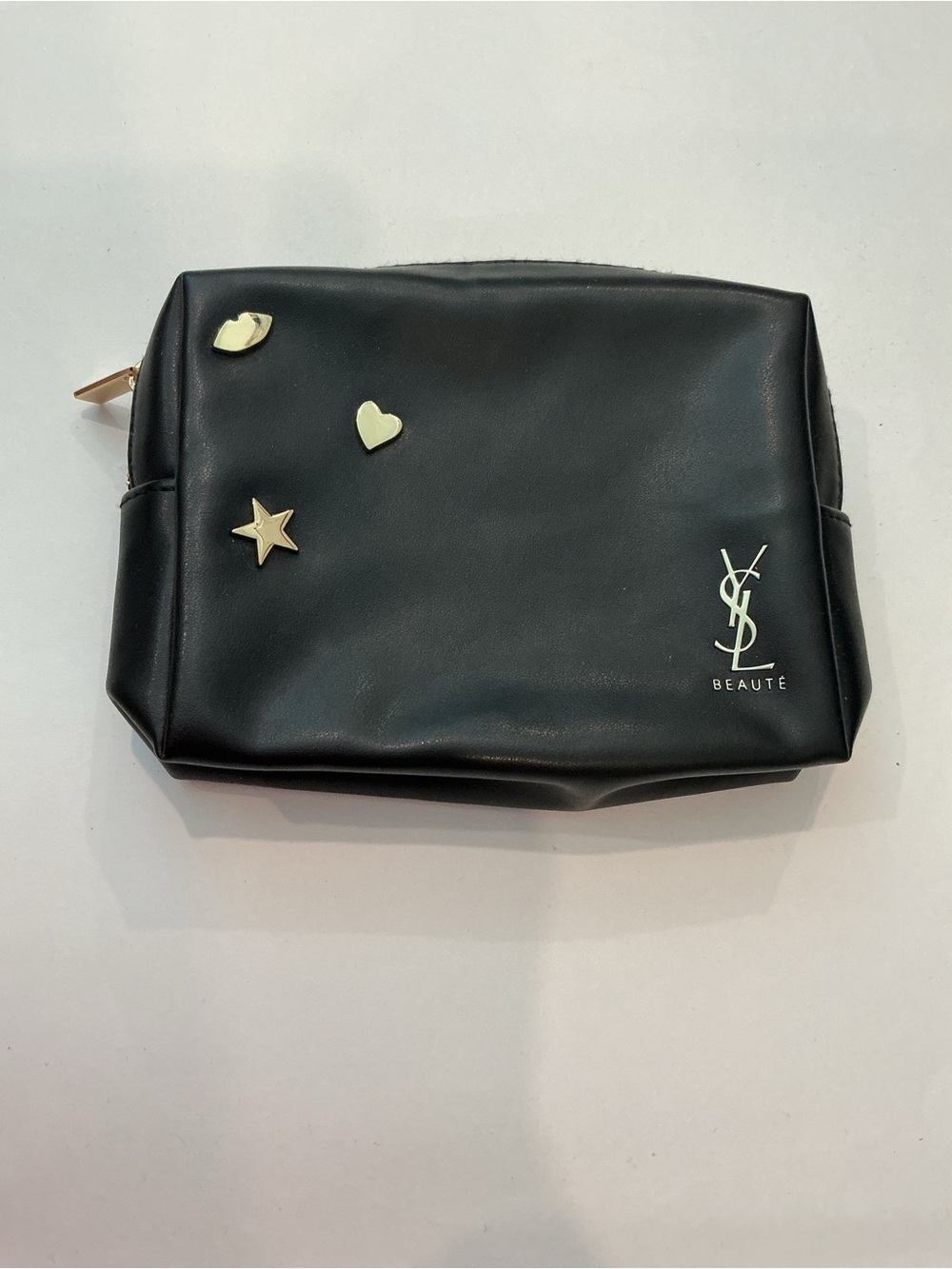 Yves Saint Laurent YSL Beaute Black Makeup Bag with Gold Accents